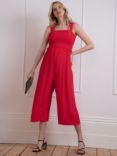 Seraphine Kinsley Wide Leg Cropped Maternity & Nursing Jumpsuit, Red
