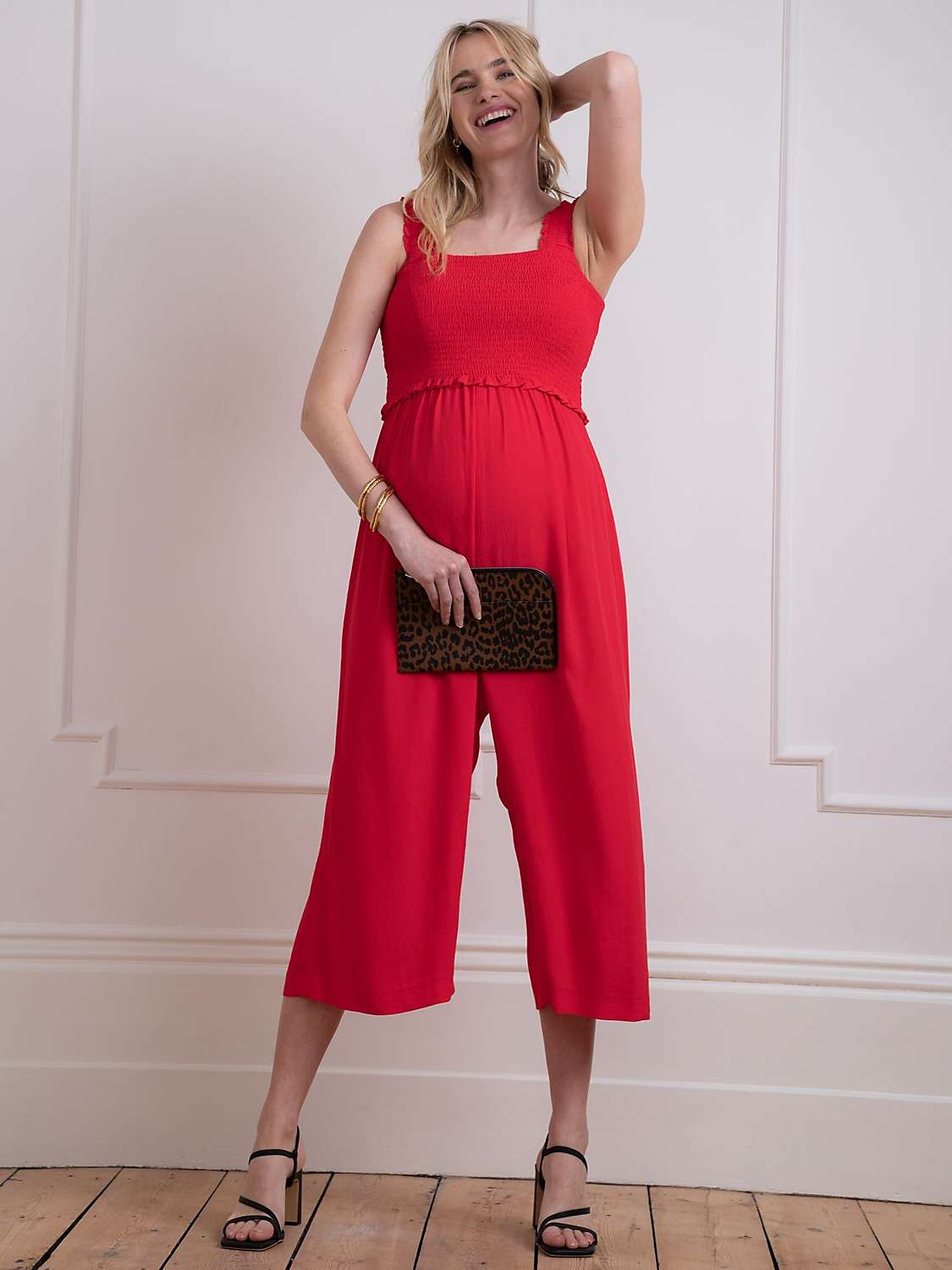 Buy Seraphine Kinsley Wide Leg Cropped Maternity & Nursing Jumpsuit, Red Online at johnlewis.com