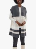 James Lakeland Striped Wool Blend Sleeveless Cardigan, Grey/Beige, Grey/Beige