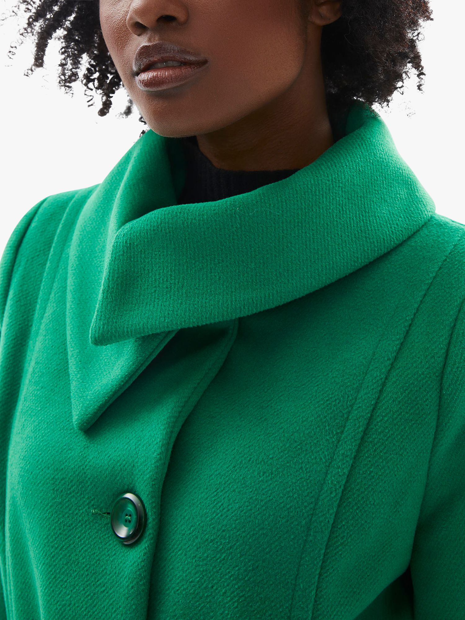 James Lakeland Large Collar Belted Coat, Green at John Lewis & Partners
