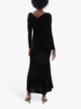 James Lakeland Velvet Side Ruched Midi Dress, Black