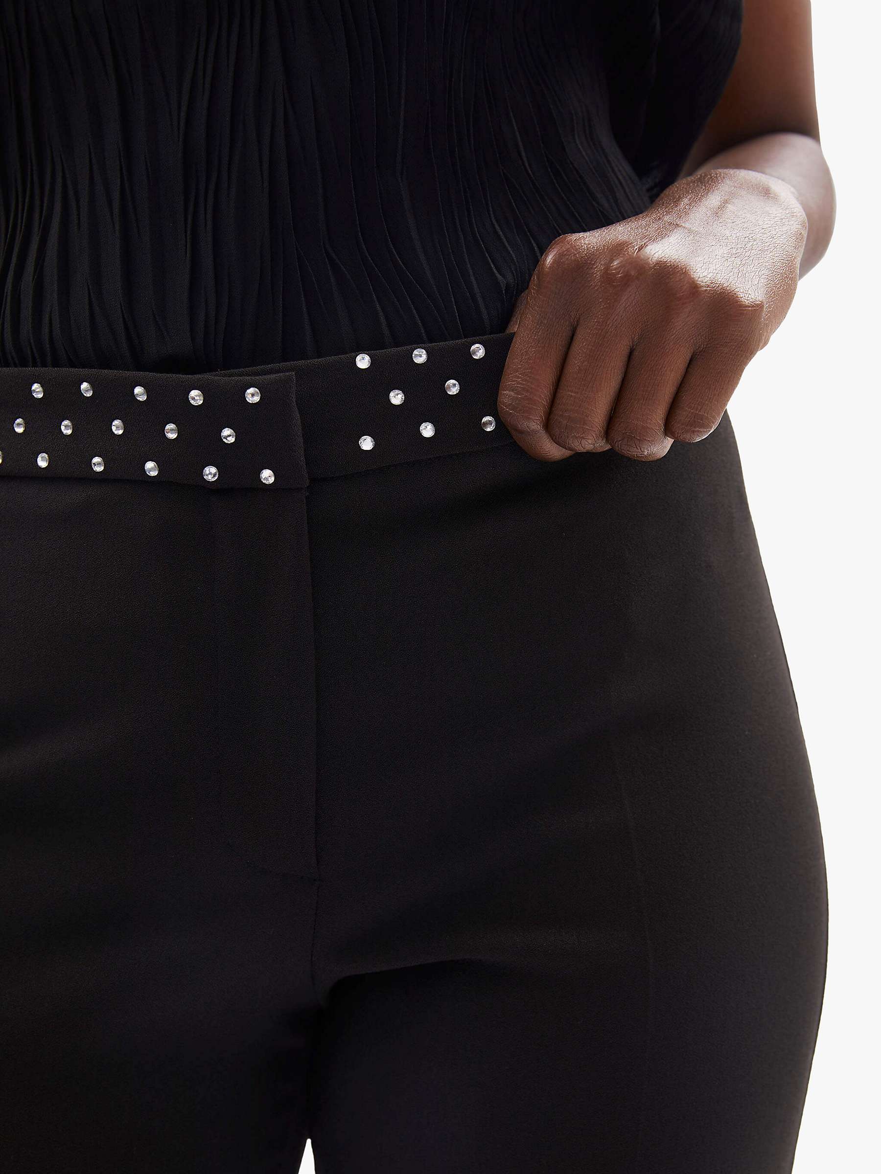 Buy James Lakeland Rhinestone Waist Pin Tuck Trousers, Black Online at johnlewis.com