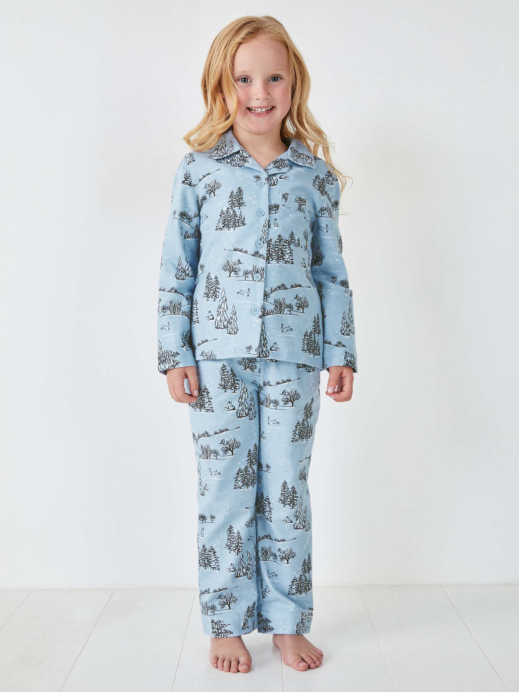 Buy HUSH Kids' Liv Snowy Scene Cotton Pyjamas, Pale Blue Online at johnlewis.com