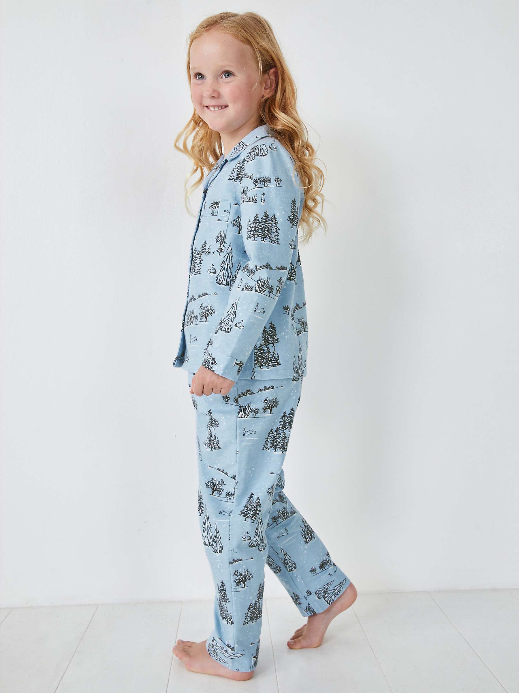 Buy HUSH Kids' Liv Snowy Scene Cotton Pyjamas, Pale Blue Online at johnlewis.com