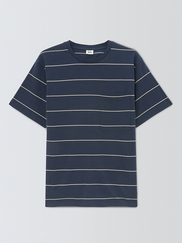 Kin Space Stripe Pocket Short Sleeve T-Shirt, Navy/Yellow