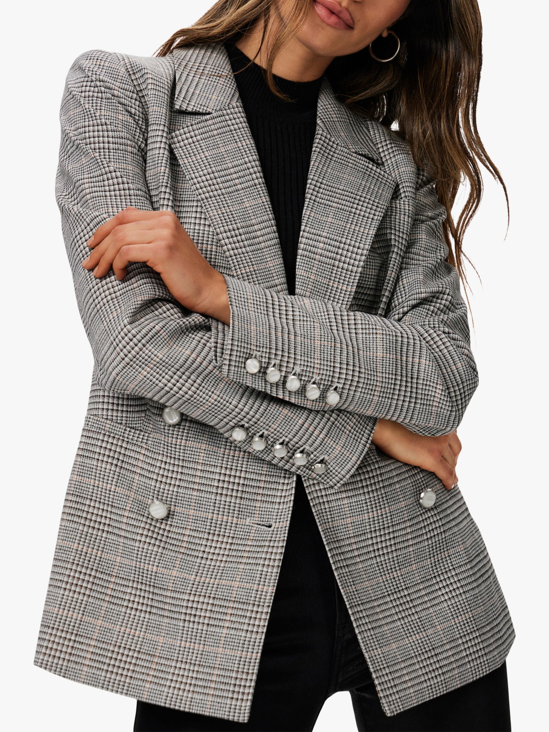 Buy PAIGE Hollie Double Breasted Blazer, Grey/Multi Online at johnlewis.com