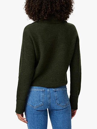 PAIGE Evonne Cashmere Cowl Neck Cropped Jumper, Army Green
