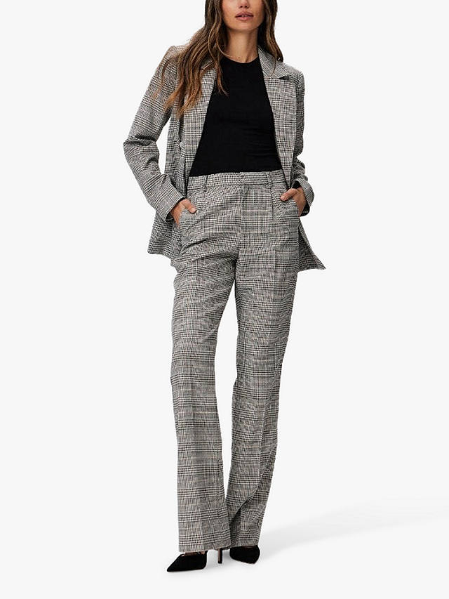 PAIGE Aracelli Metallic Plaid Trousers, Grey/Multi