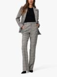 PAIGE Aracelli Metallic Plaid Trousers, Grey/Multi