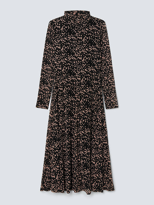 John Lewis Abstract Print Mesh Dress, Black/Neutral