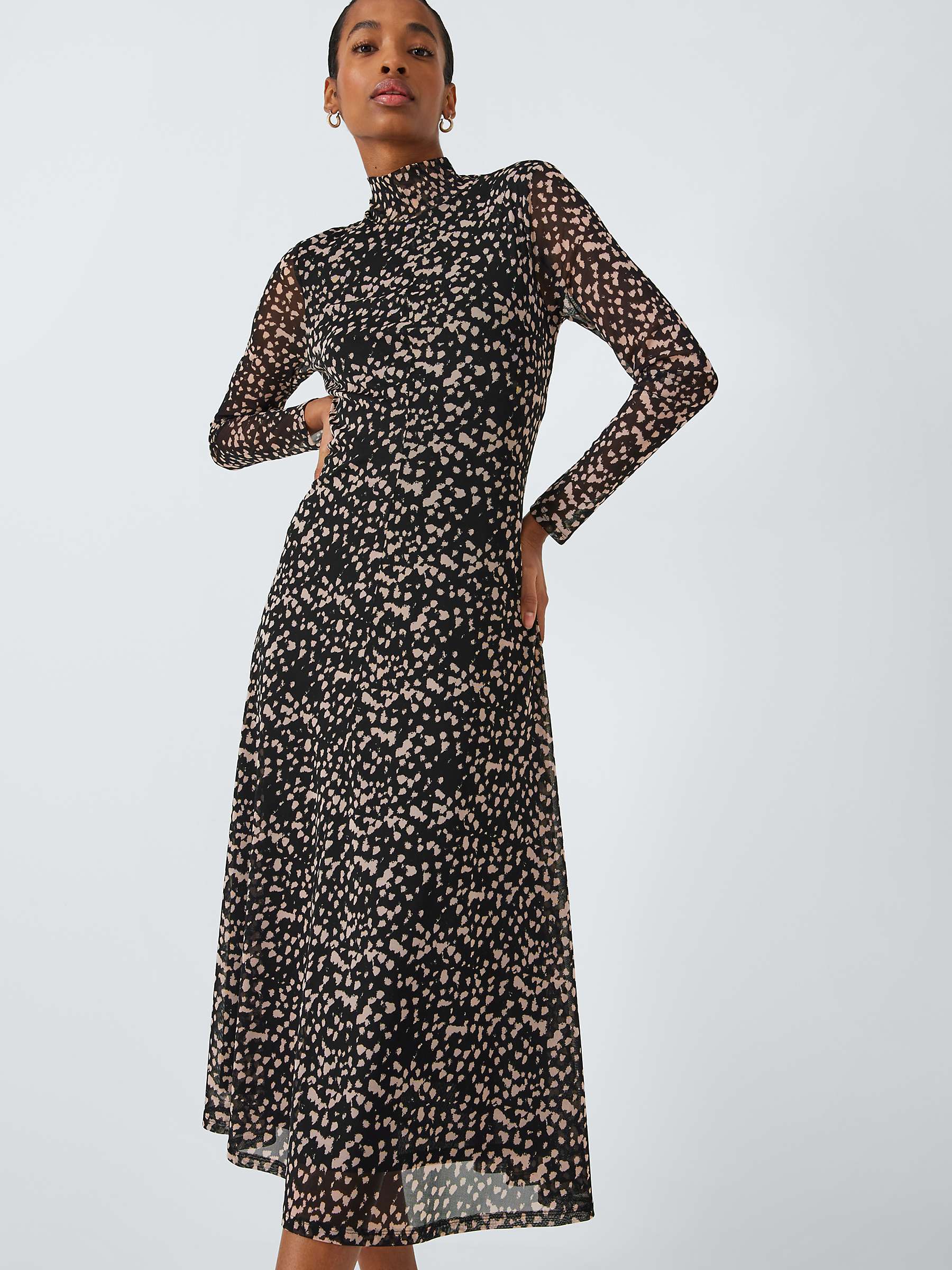 Buy John Lewis Abstract Print Mesh Dress, Black/Neutral Online at johnlewis.com