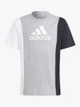 adidas Kids' Essentials AEROREADY Logo Colour Block T-Shirt & Shorts Set, Grey, Grey