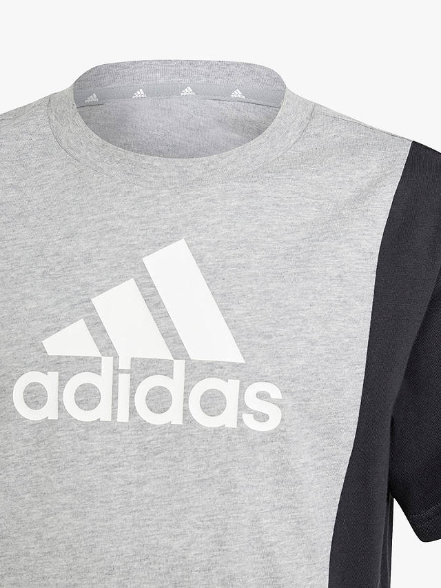 adidas Kids' Essentials AEROREADY Logo Colour Block T-Shirt & Shorts Set, Grey