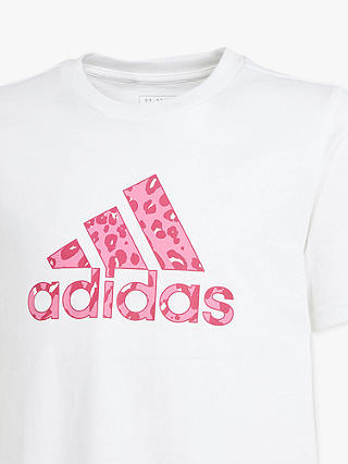adidas Kids' Animal Print Logo Short Sleeve T-Shirt, White