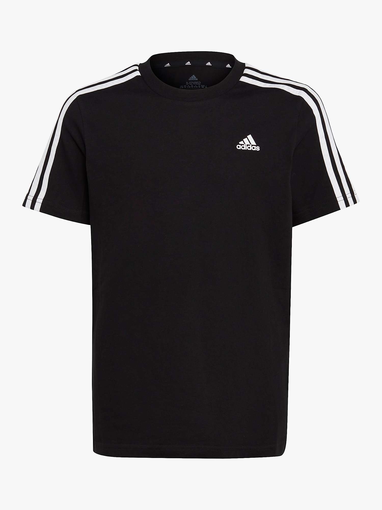 Buy adidas Kids' Essentials 3 Stripes Logo T-Shirt, Black Online at johnlewis.com