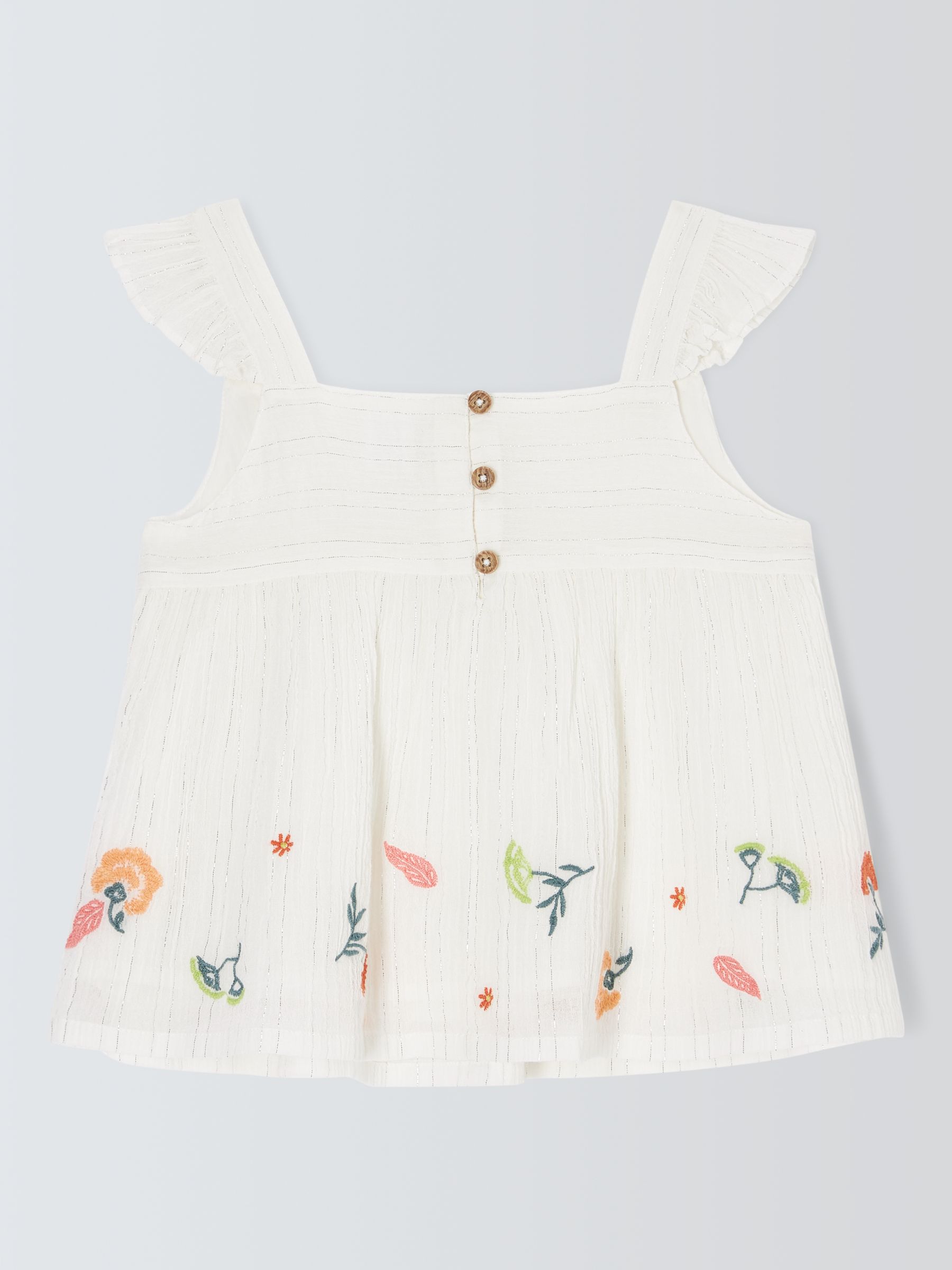 Buy John Lewis Kids' Metallic Thread Floral Embroidered Woven Top, White Online at johnlewis.com