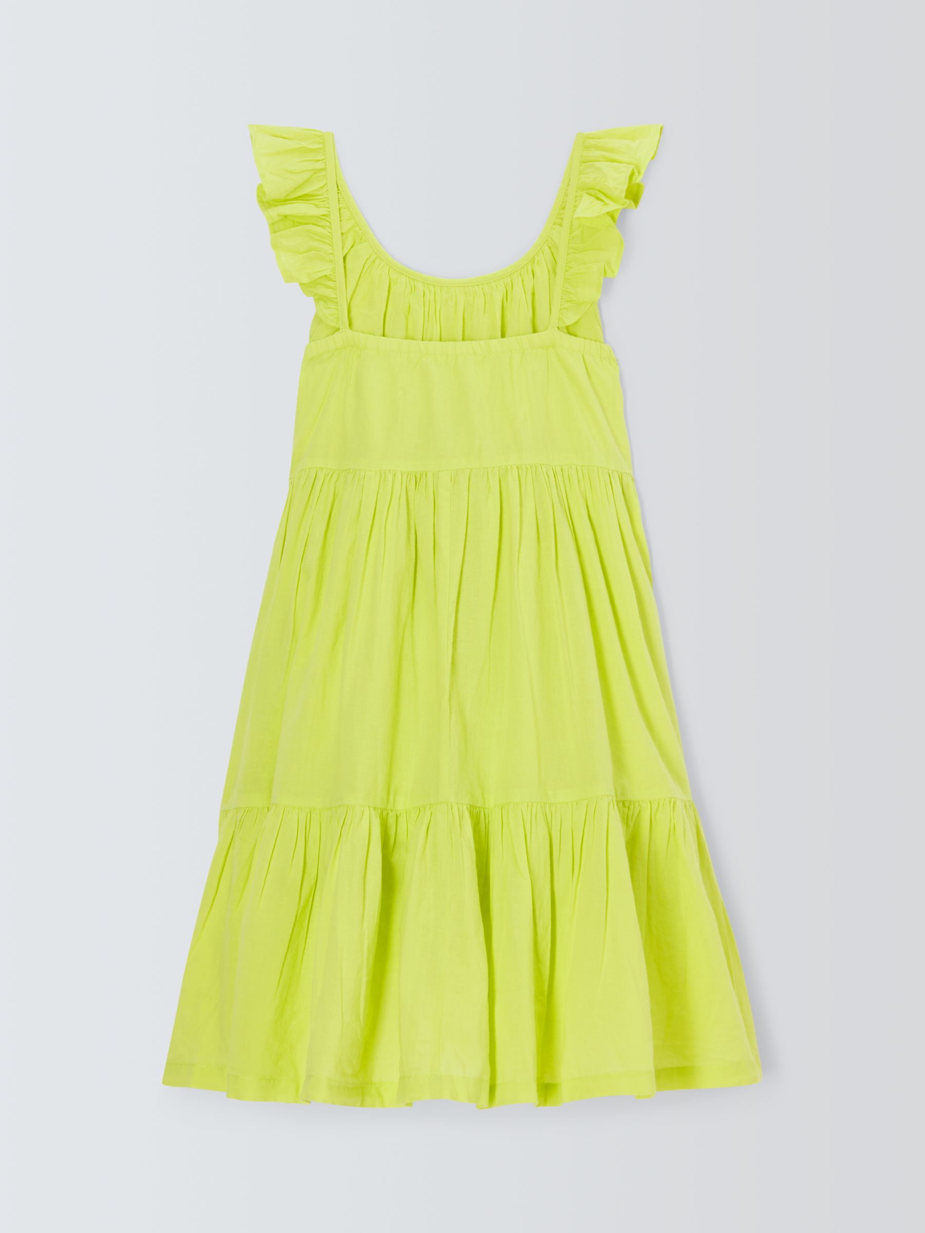 John Lewis Kids' Ruffle Sleeve Tiered Dress, Wild Lime, 7 years