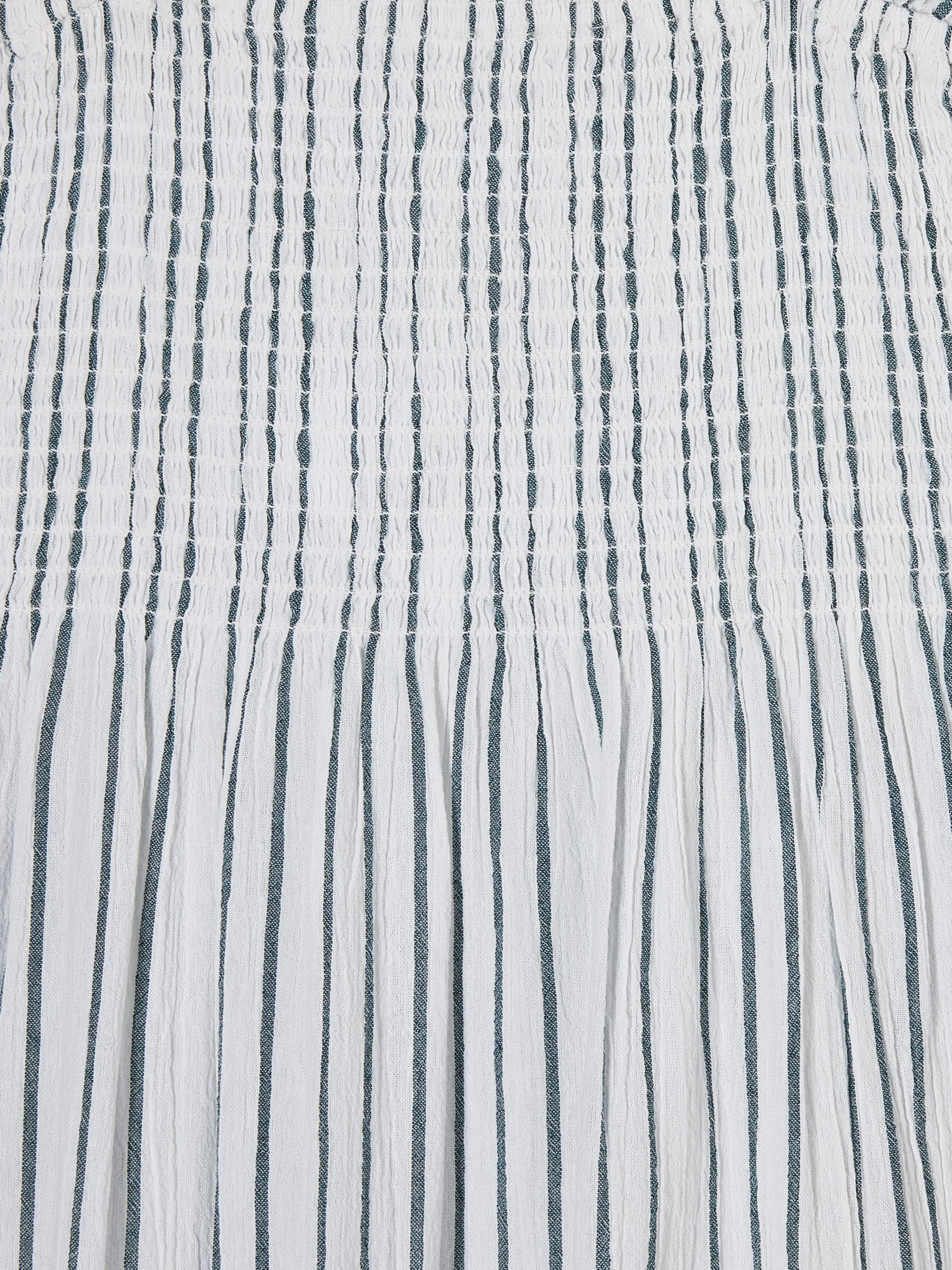 John Lewis Kids' Sheered Stripe Dress, White/Blue, 9 years