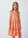 John Lewis Kids' Floral Tiered Dress, Shell Coral