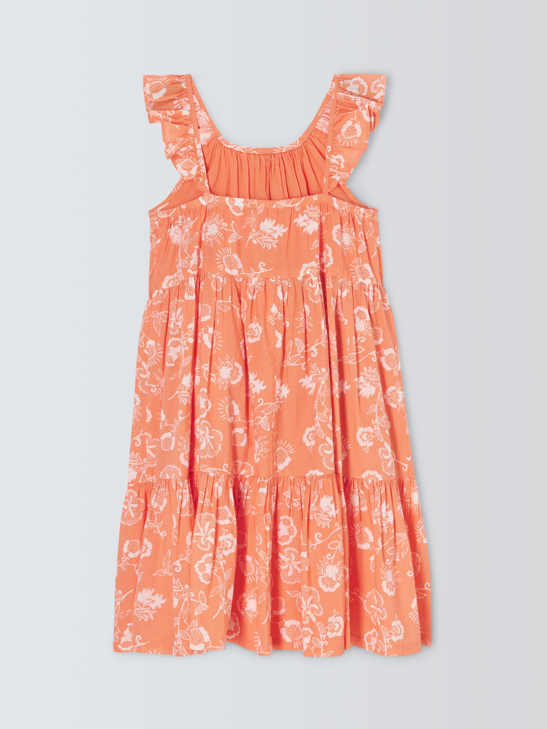 John Lewis Kids' Floral Tiered Dress, Shell Coral, 6 years