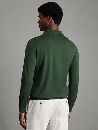 Reiss Milburn Merino Wool Polo Shirt, Hunting Green