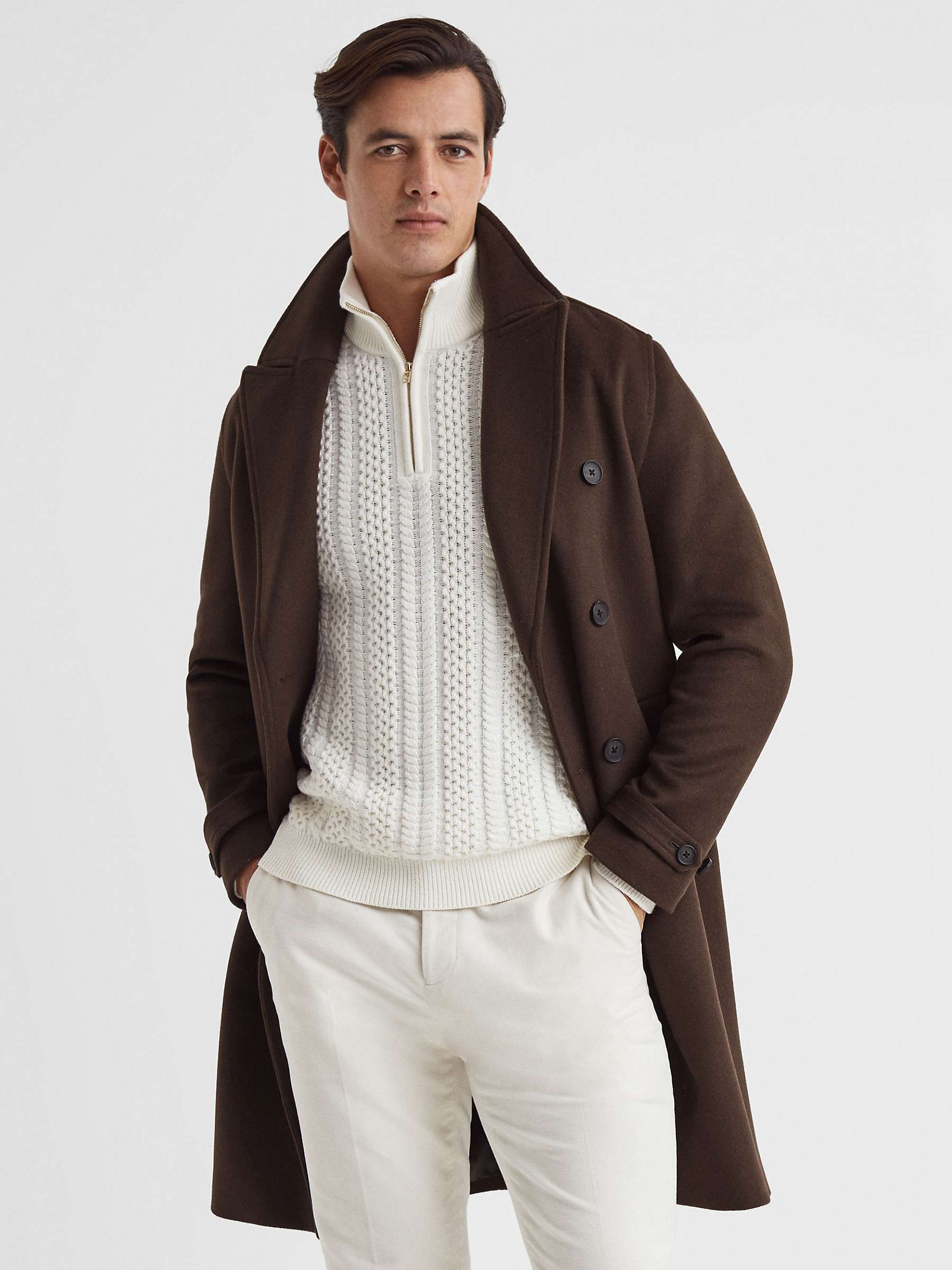 Buy Ted Baker Claim Wool Blend Overcoat, Mahogany Online at johnlewis.com