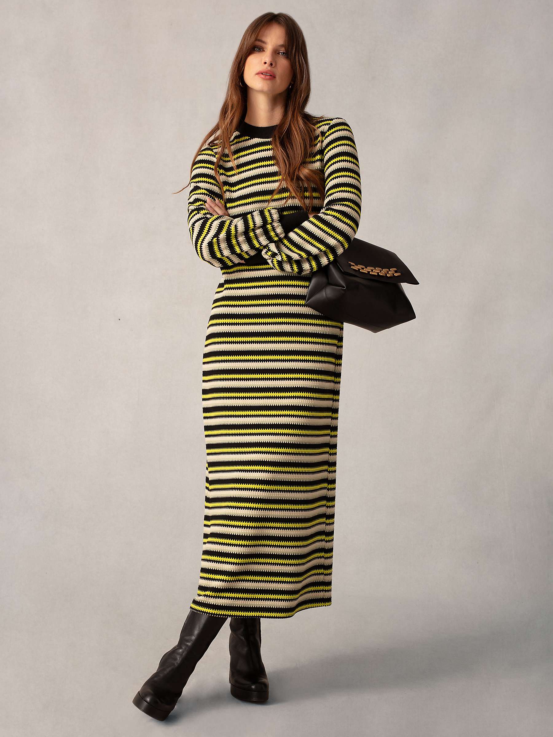 Buy Ro&Zo Textured Stripe Knitted Maxi Dress, Green/Multi Online at johnlewis.com