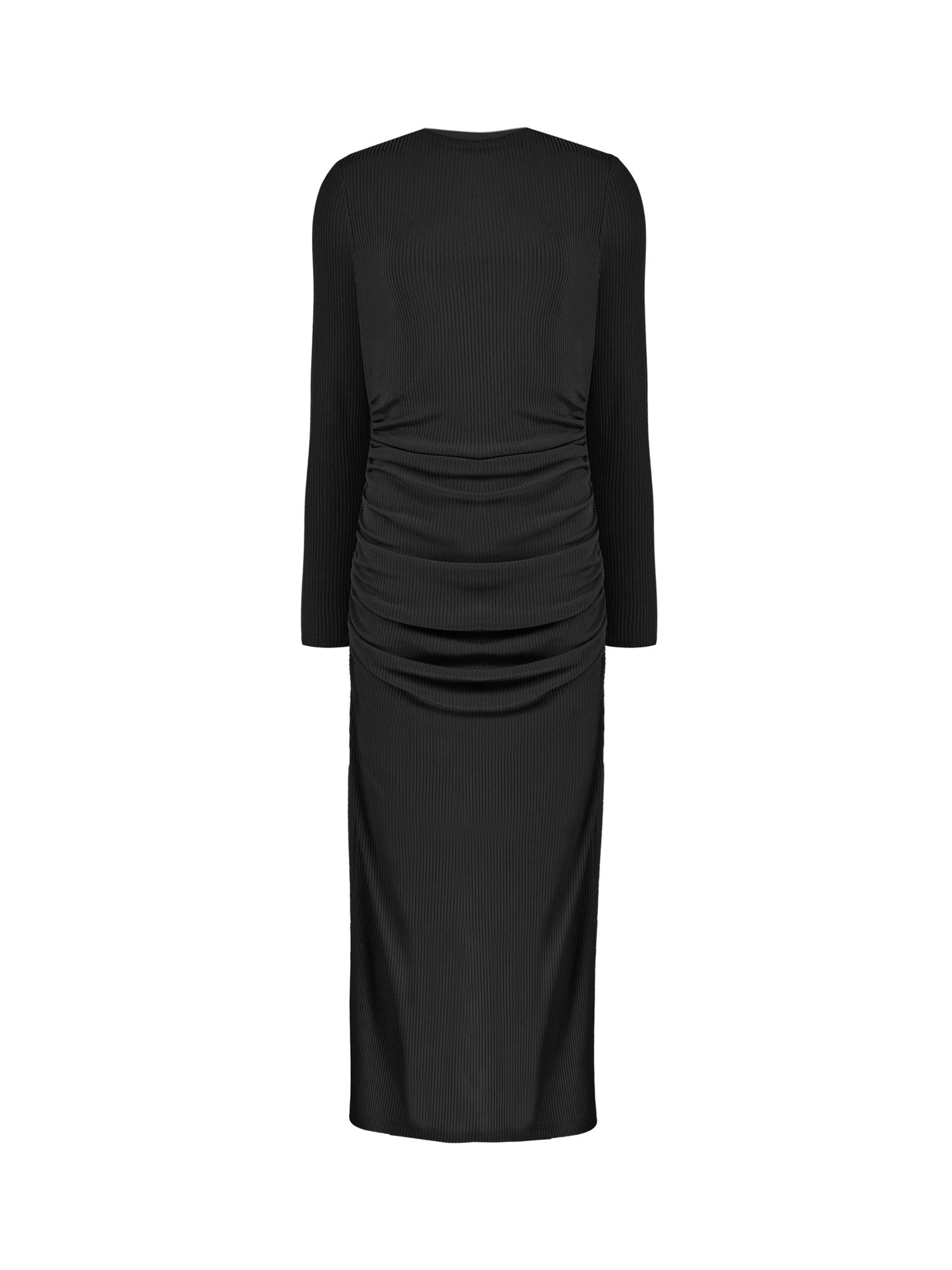 Buy Ro&Zo Petite Ribbed Gathered Jersey Tube Dress, Black Online at johnlewis.com