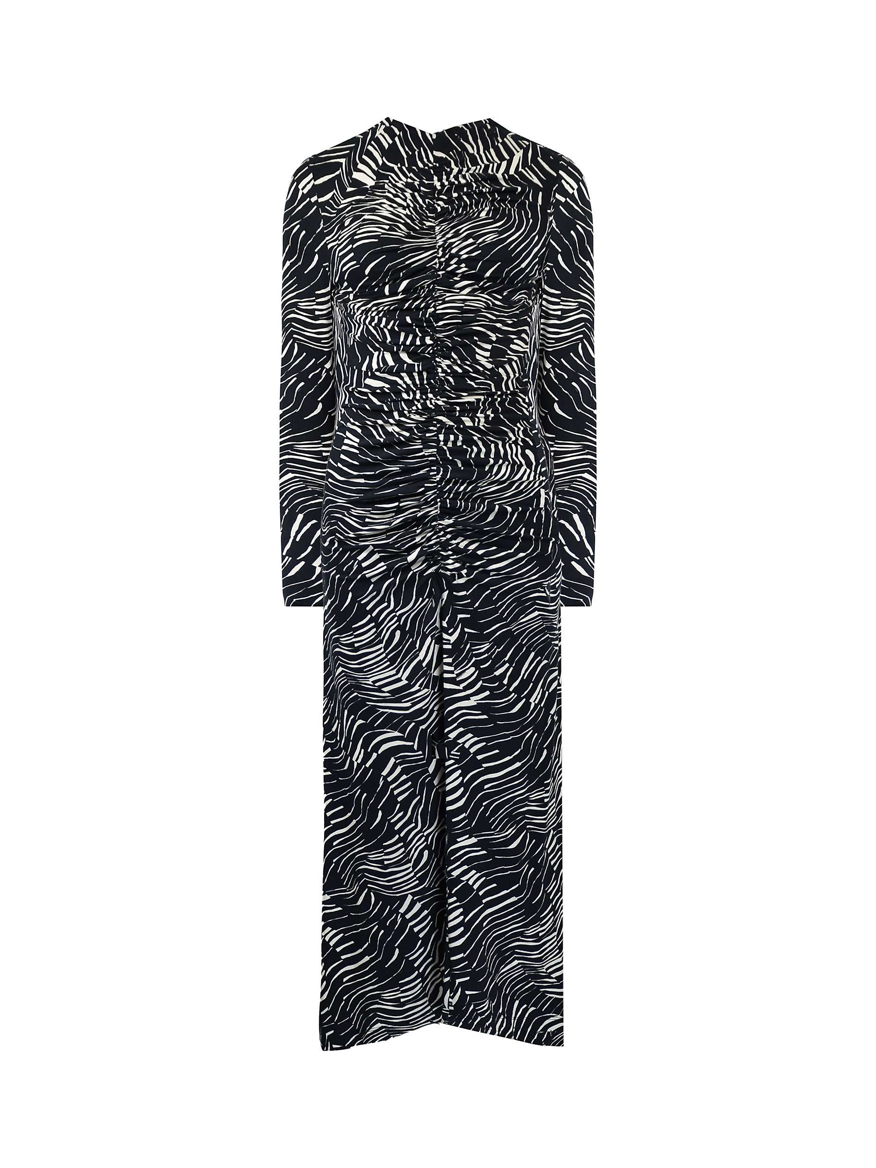 Buy Ro&Zo Petite Animal Print Ruched Front Dress, Black Online at johnlewis.com