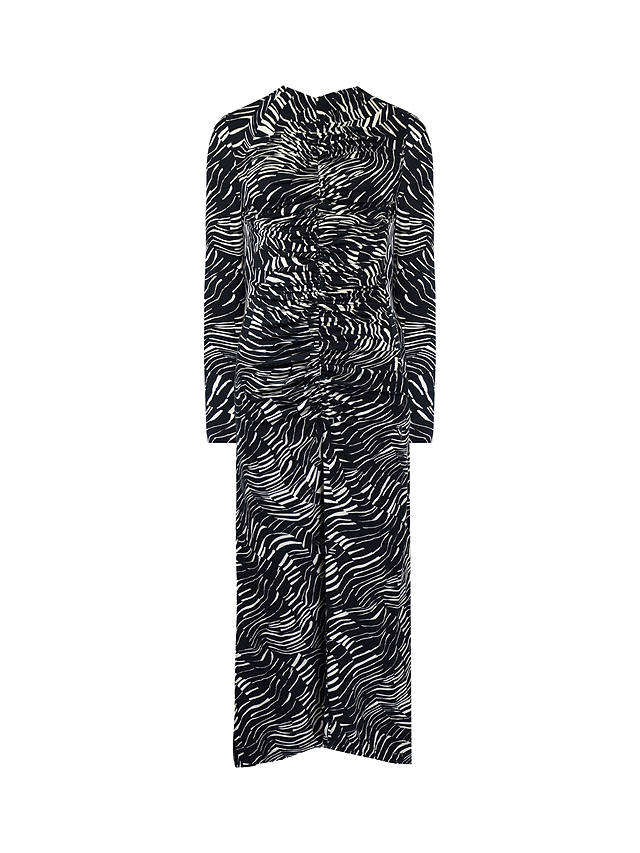 Ro&Zo Petite Animal Print Ruched Front Dress, Black