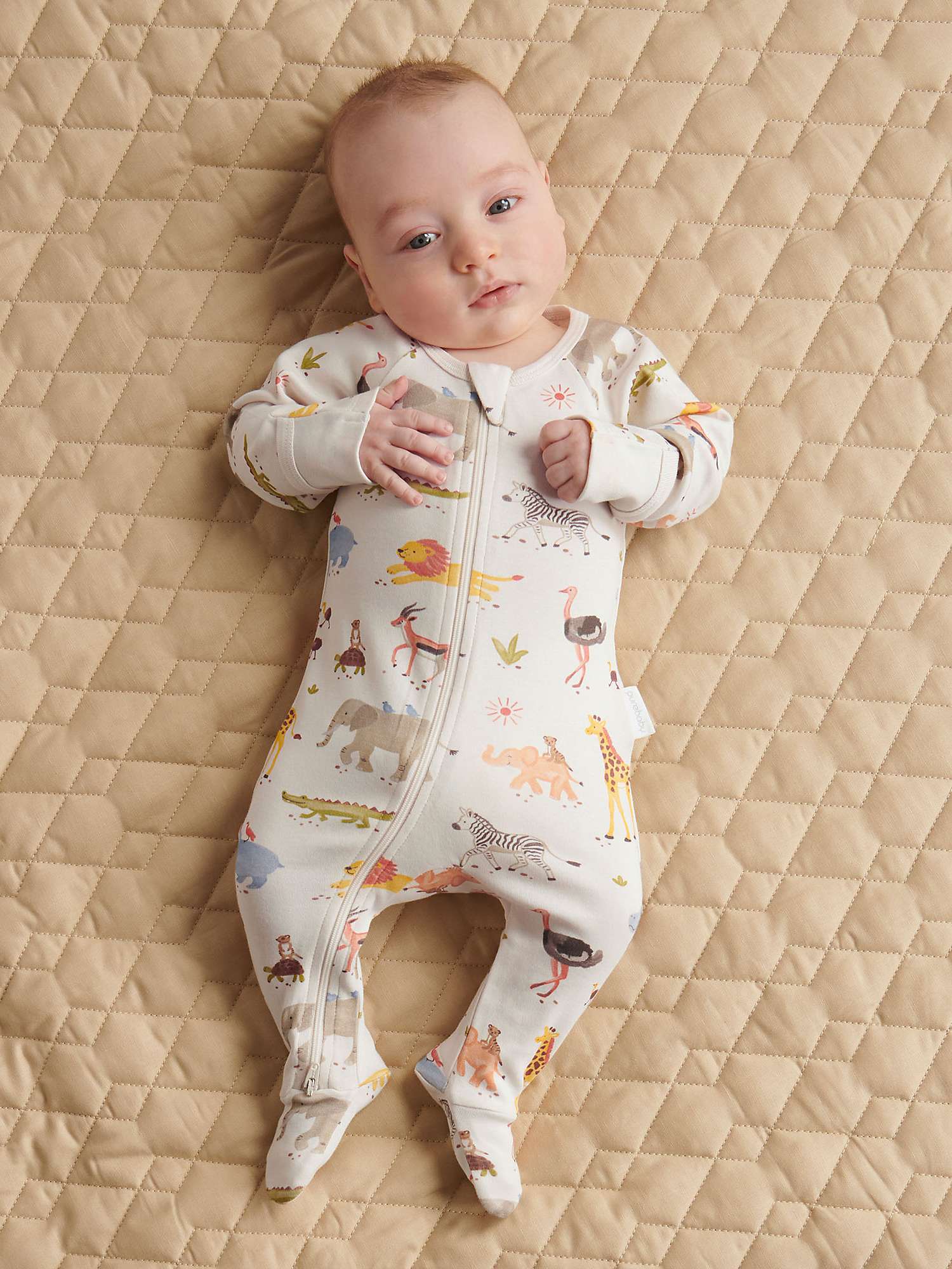 Buy Purebaby Baby Organic Cotton Safari Print Growsuit, Pack of 2, Multi Online at johnlewis.com