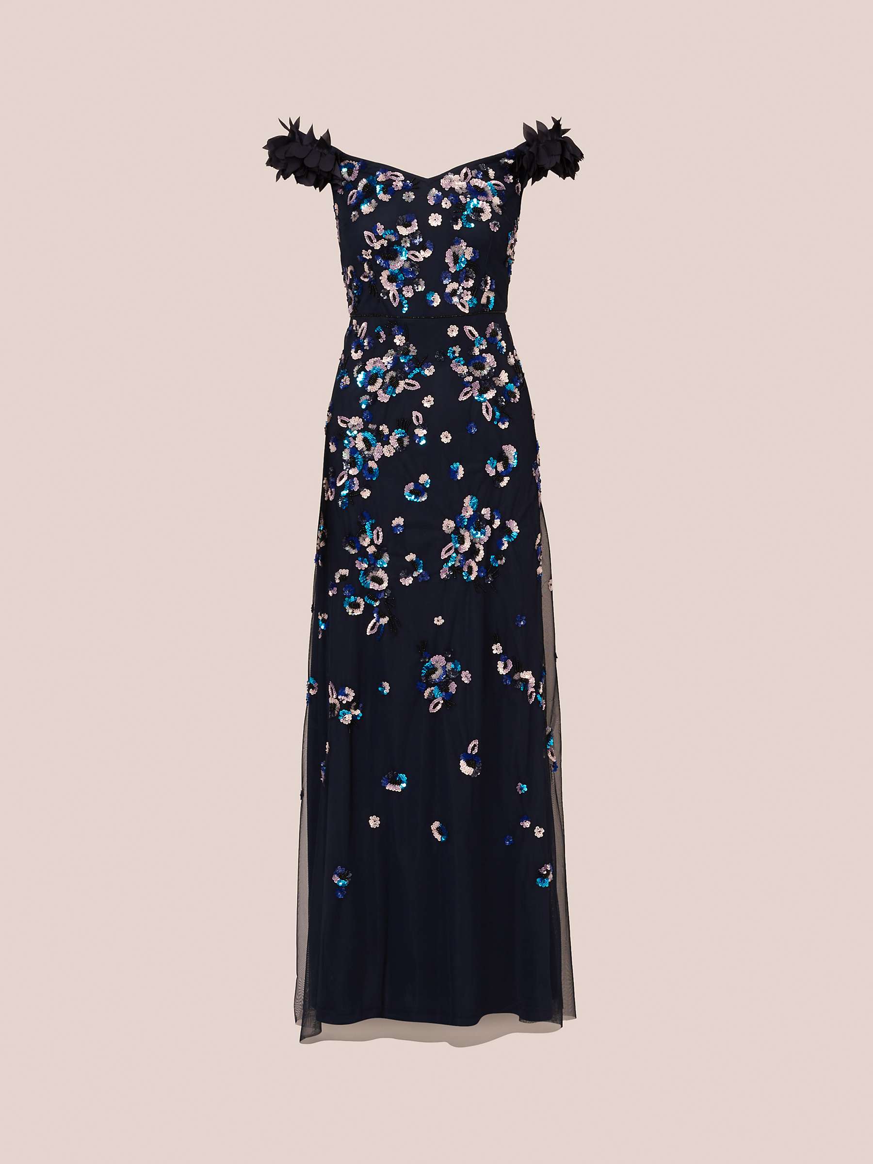 Buy Adrianna Papell Off Shoulder Beaded Maxi Dress, Midnight/Multi Online at johnlewis.com