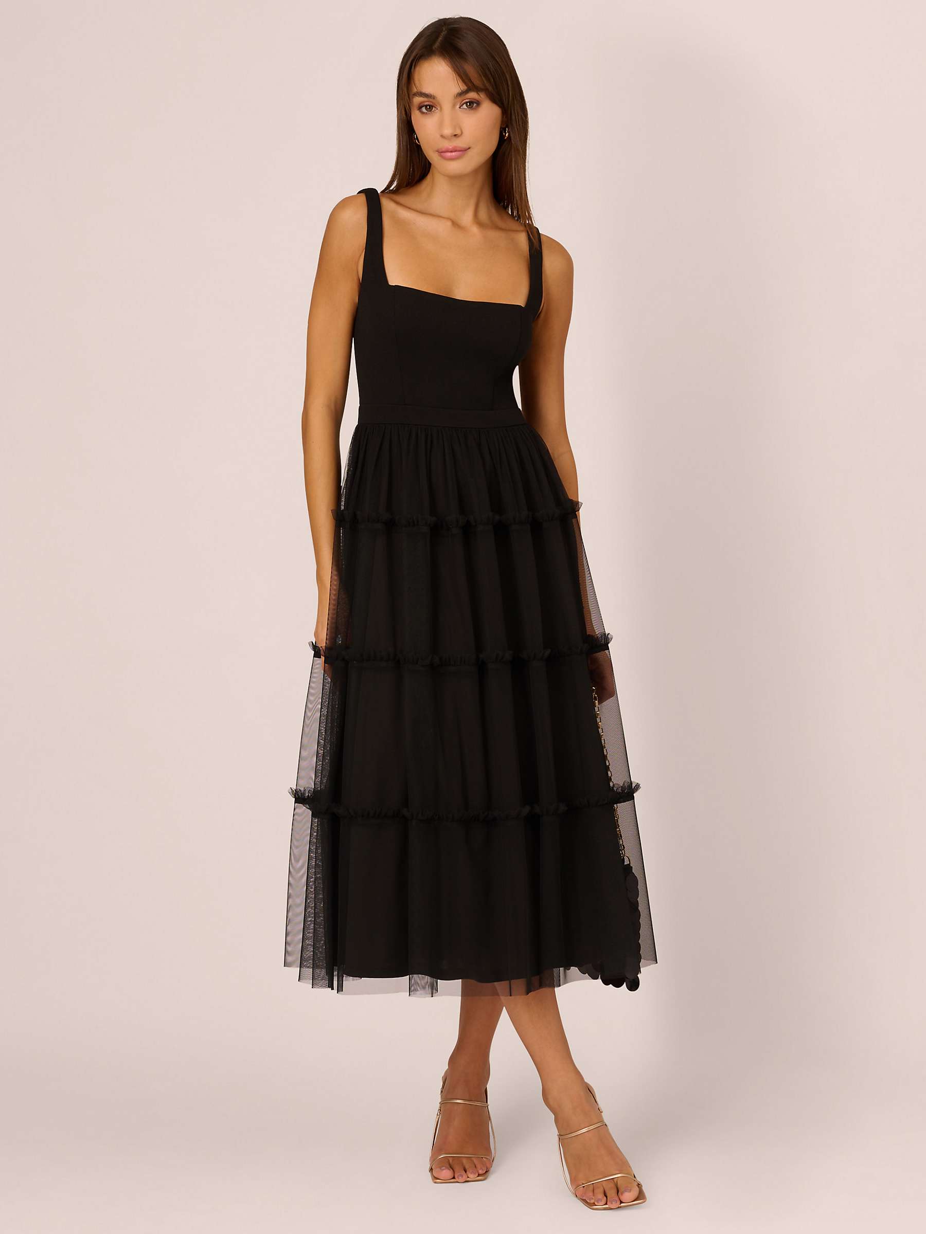 Buy Adrianna by Adrianna Papell Knit and Mesh Midi Dress, Black Online at johnlewis.com