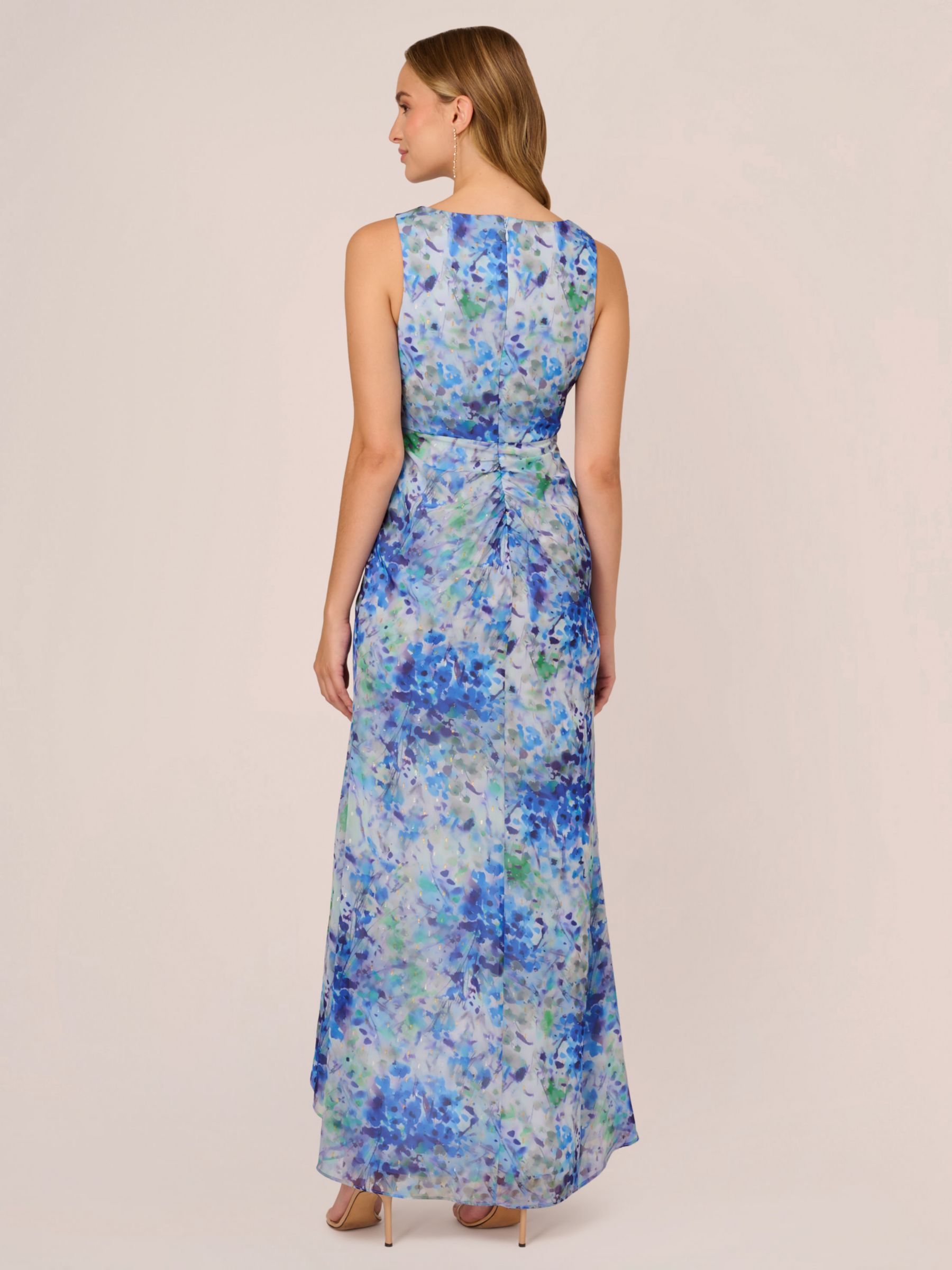 Adrianna Papell Metallic Floral Maxi Dress, Blue/Multi, 6