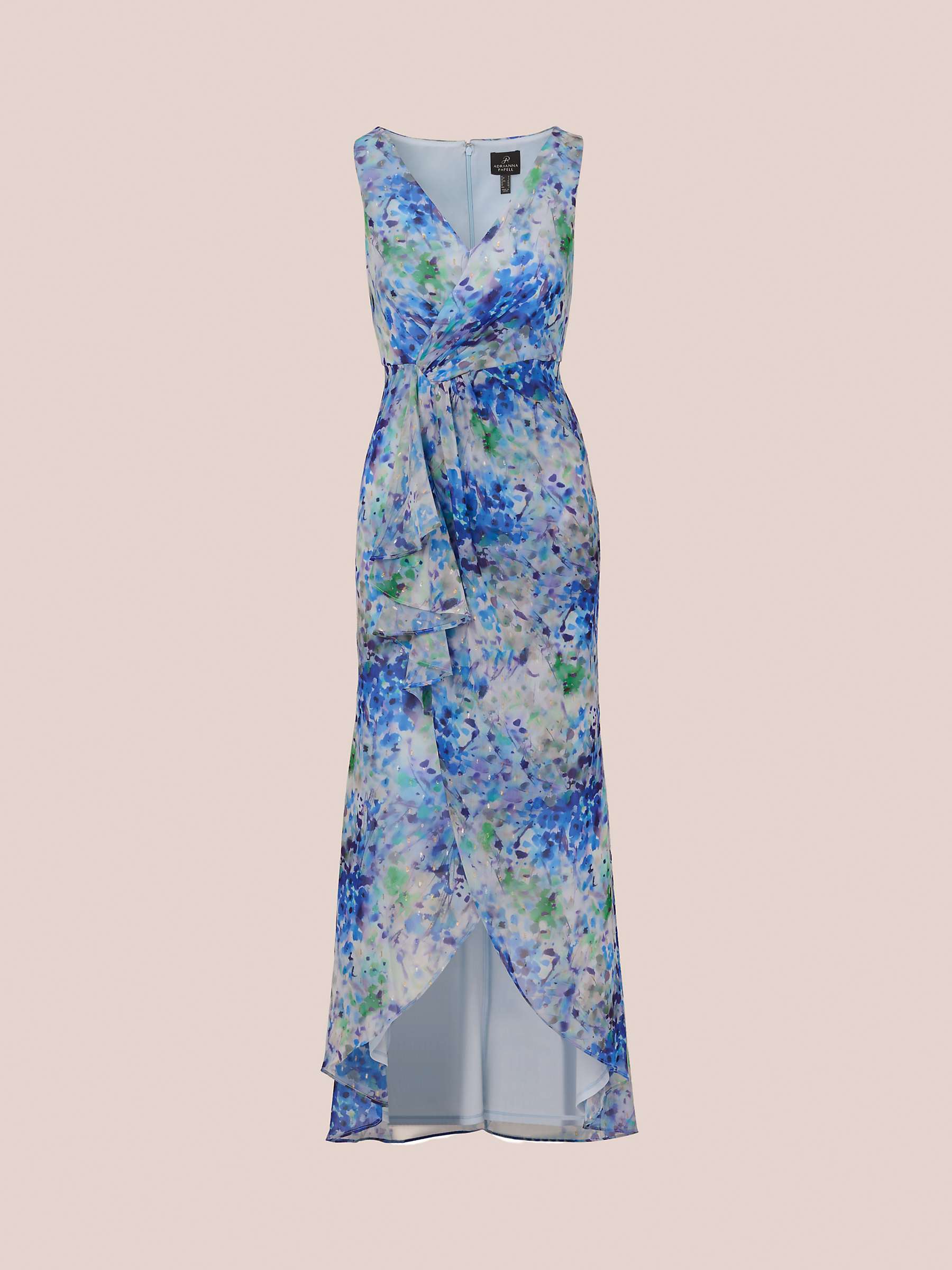 Buy Adrianna Papell Metallic Floral Maxi Dress, Blue/Multi Online at johnlewis.com