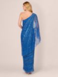 Adrianna Papell One Shoulder Beaded Maxi Dress, Blue Horizon, Blue Horizon