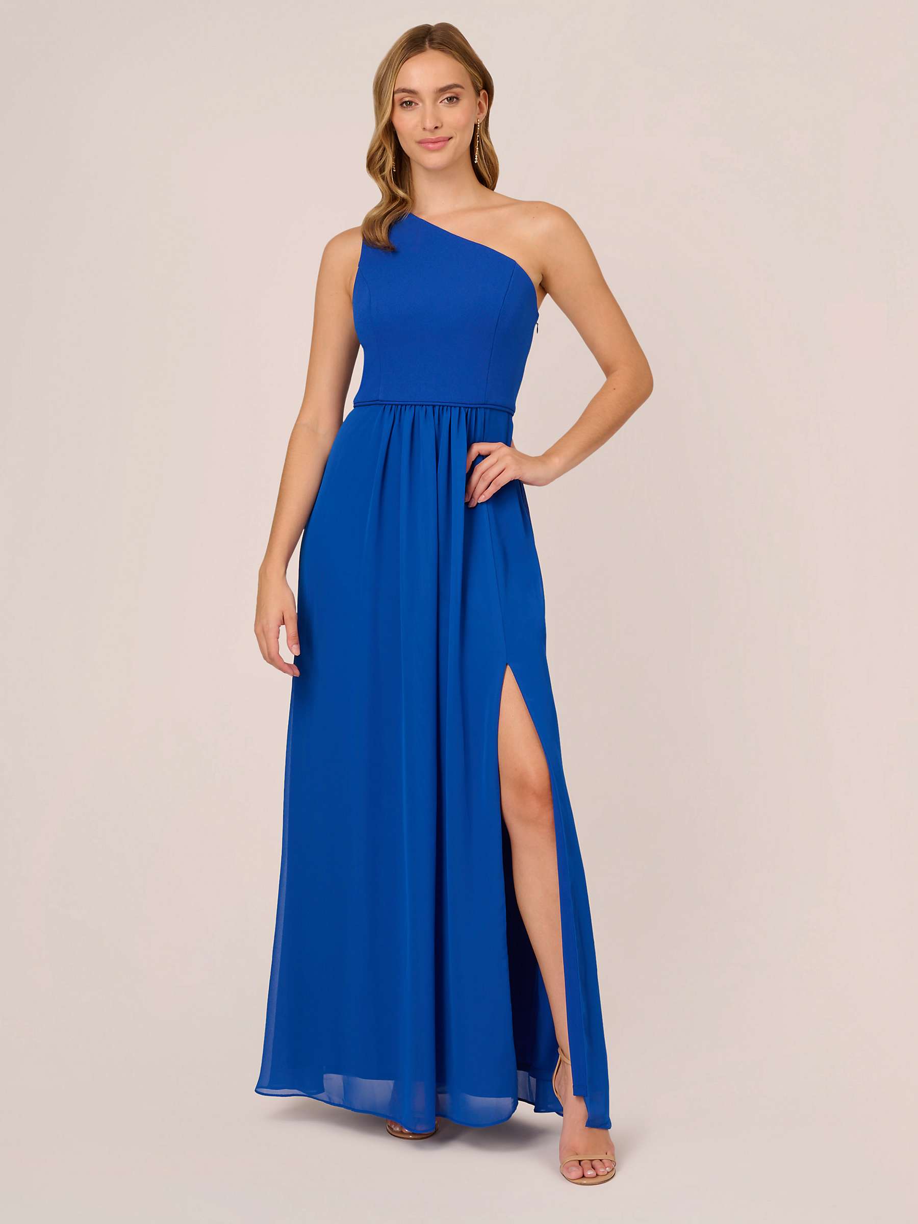 Buy Adrianna Papell One Shoulder Chiffon Maxi Dress, Violet Cobalt Online at johnlewis.com