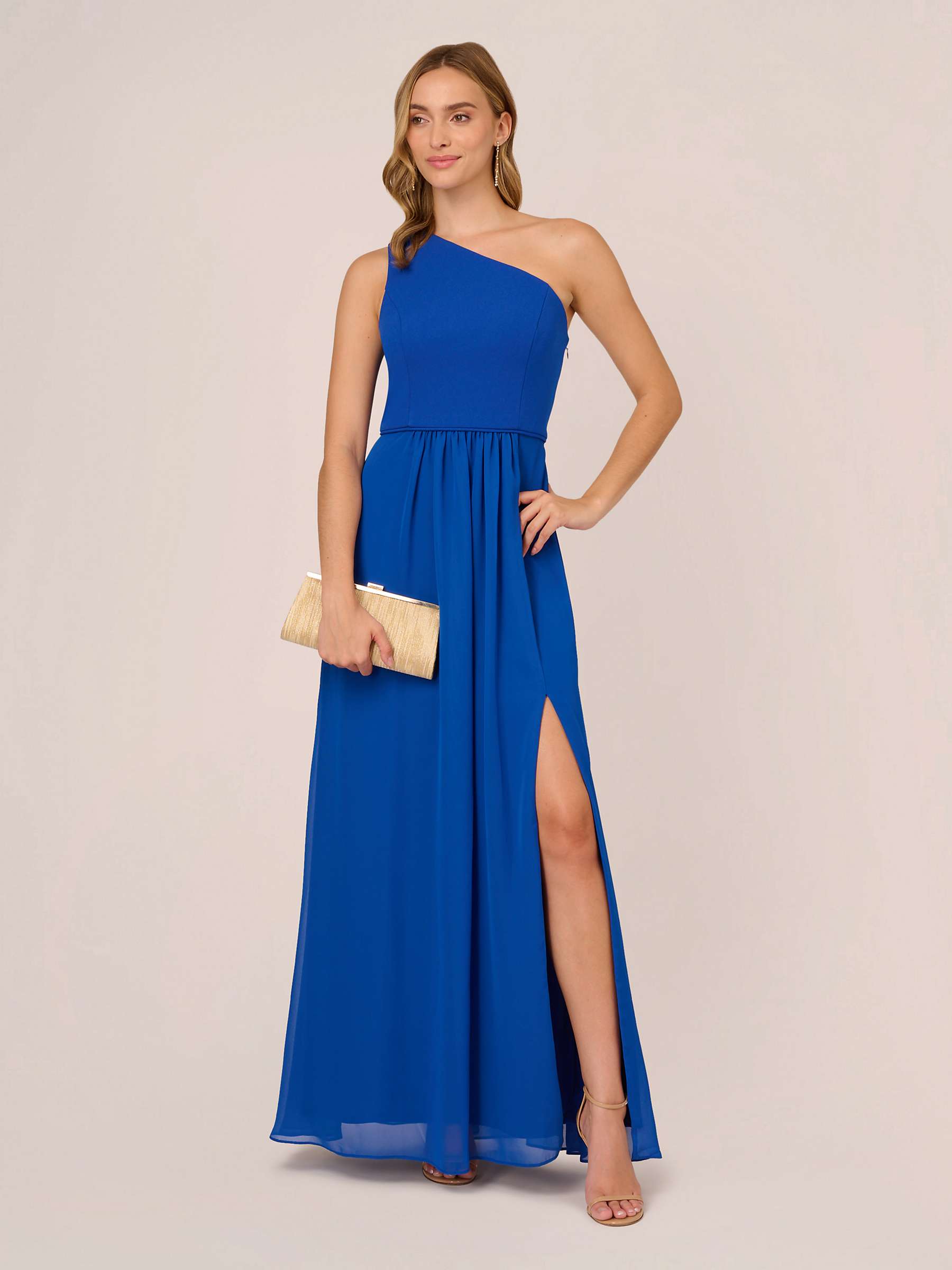 Buy Adrianna Papell One Shoulder Chiffon Maxi Dress, Violet Cobalt Online at johnlewis.com