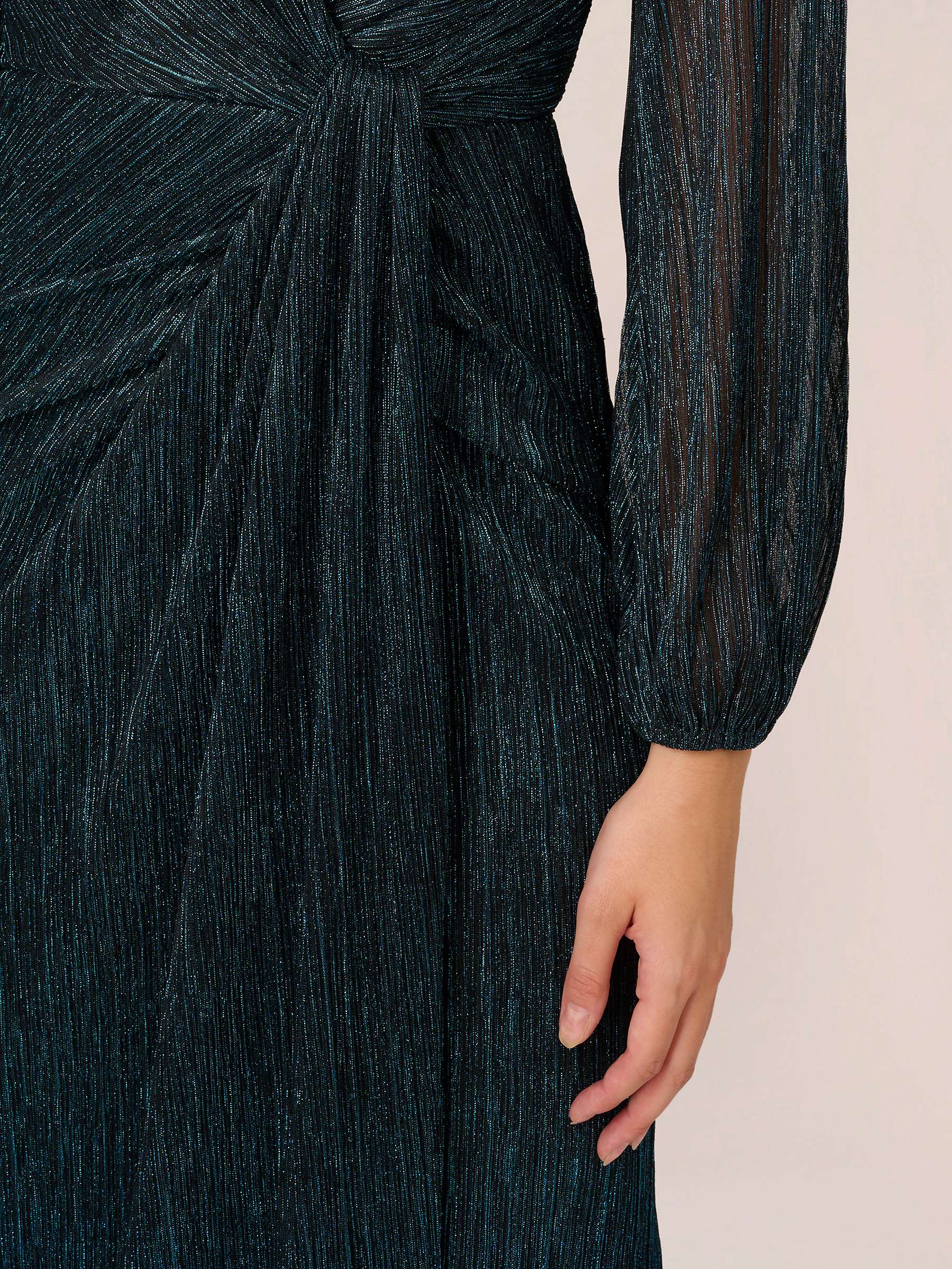 Buy Adrianna Papell Metallic Mesh Draped Maxi Dress, Teal Sapphire Online at johnlewis.com