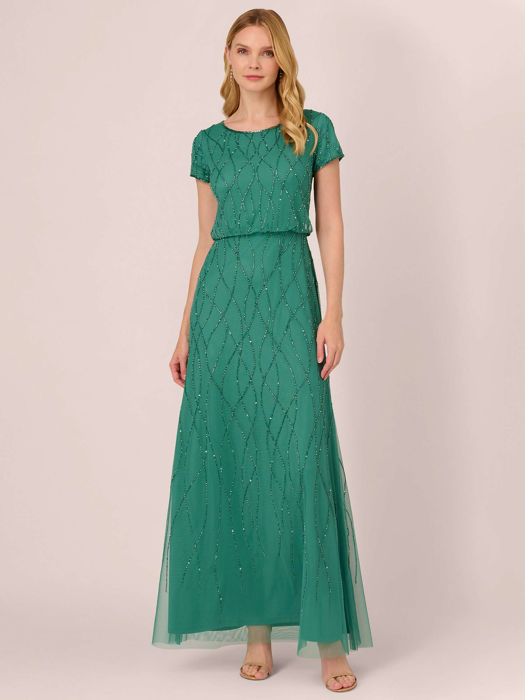 Buy Adrianna Papell Beaded Maxi Dress, Jungle Green Online at johnlewis.com