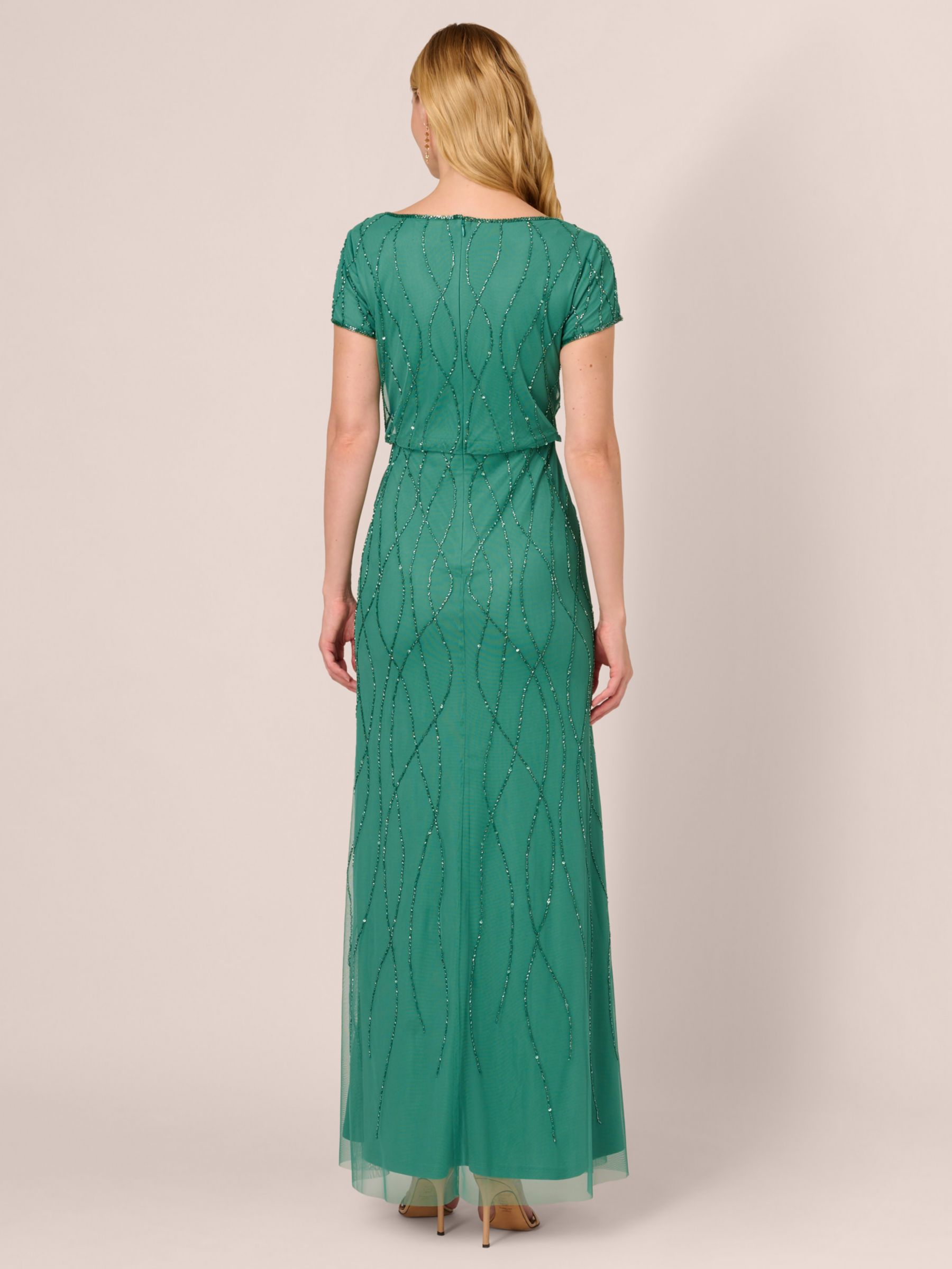 Adrianna Papell Beaded Maxi Dress Jungle Green at John Lewis