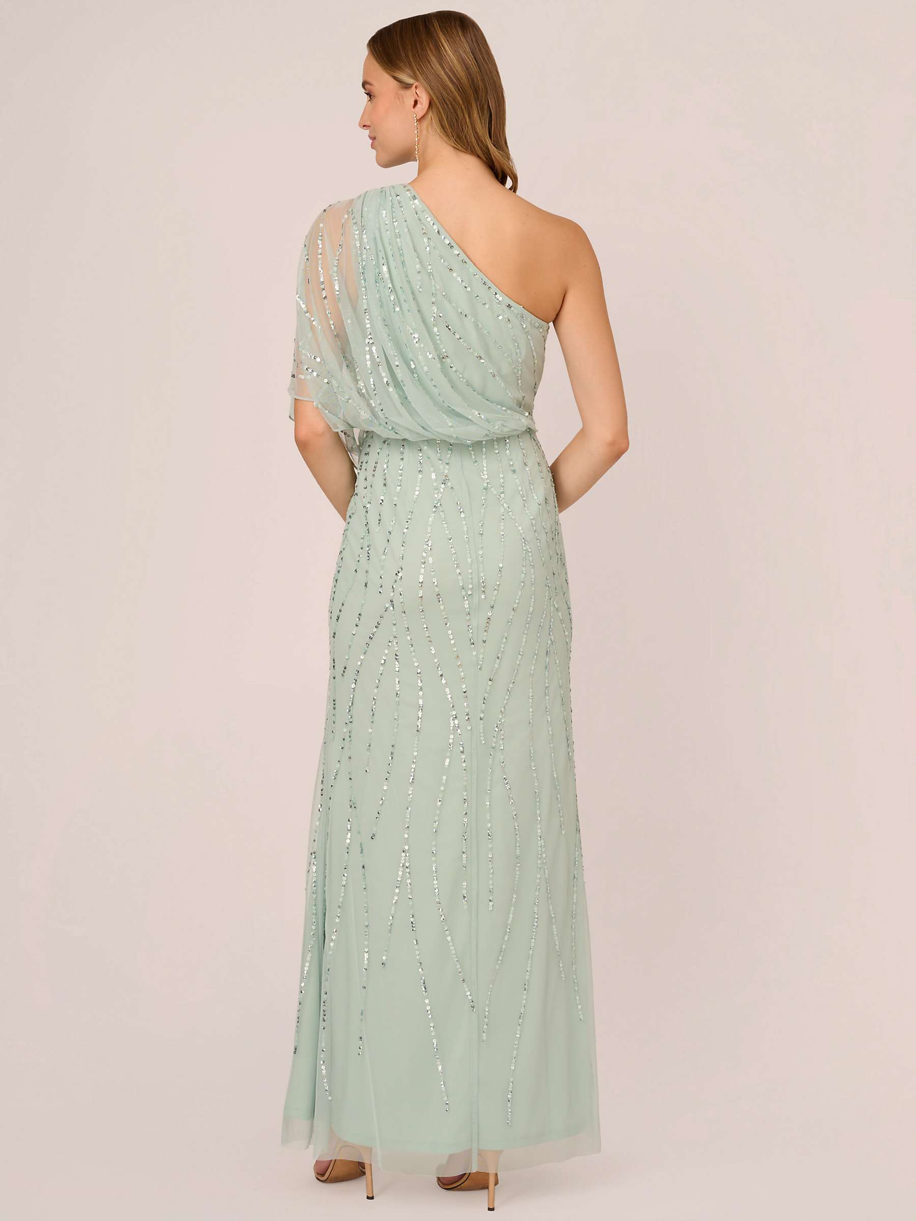 Buy Adrianna Papell Long Beaded Dress, Icy Sage Online at johnlewis.com