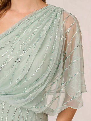 Adrianna Papell Long Beaded Dress, Icy Sage