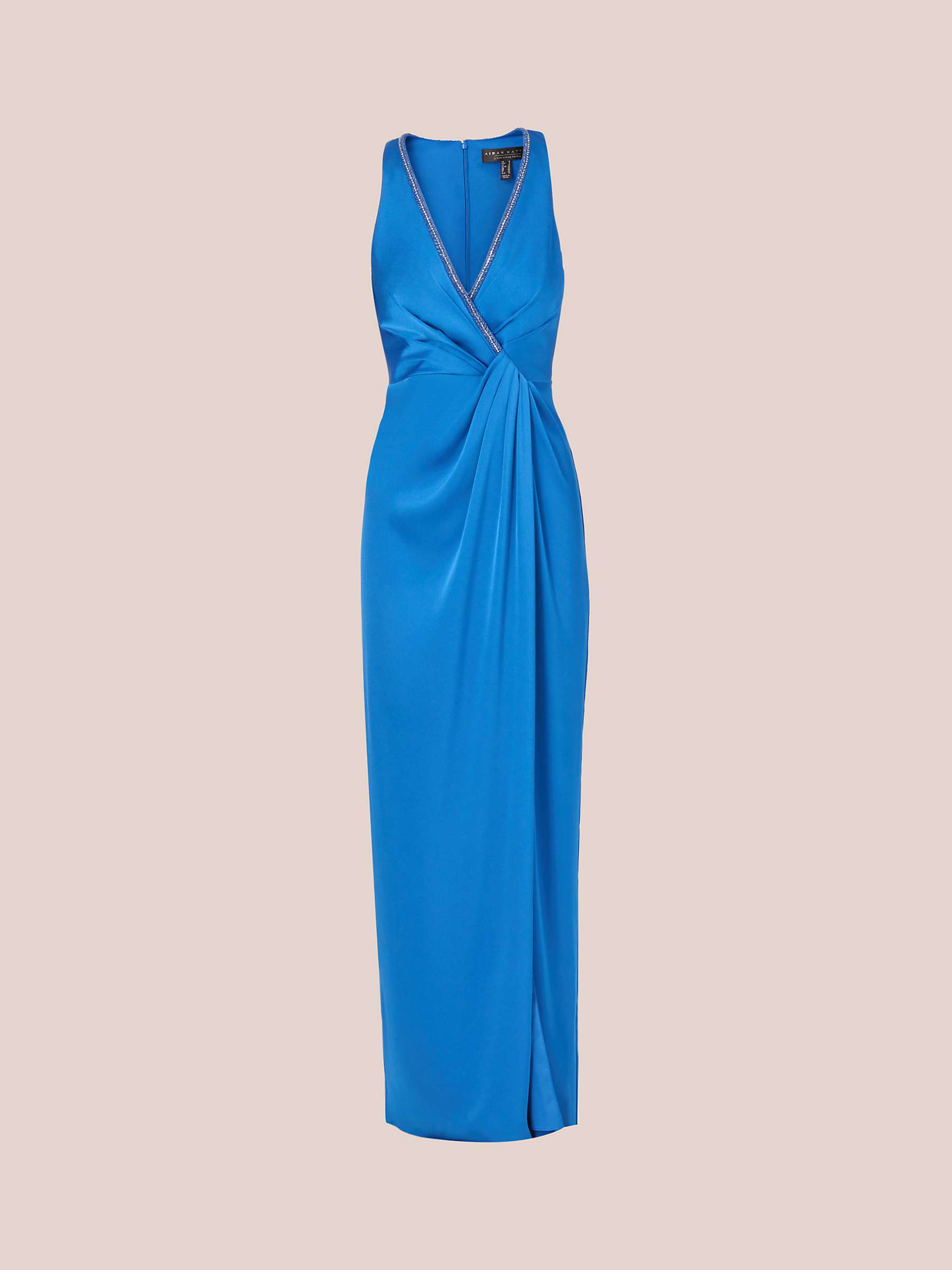 Buy Aidan Mattox by Adrianna Papell Halter Neck Draped Maxi Dress, Blue Horizon Online at johnlewis.com