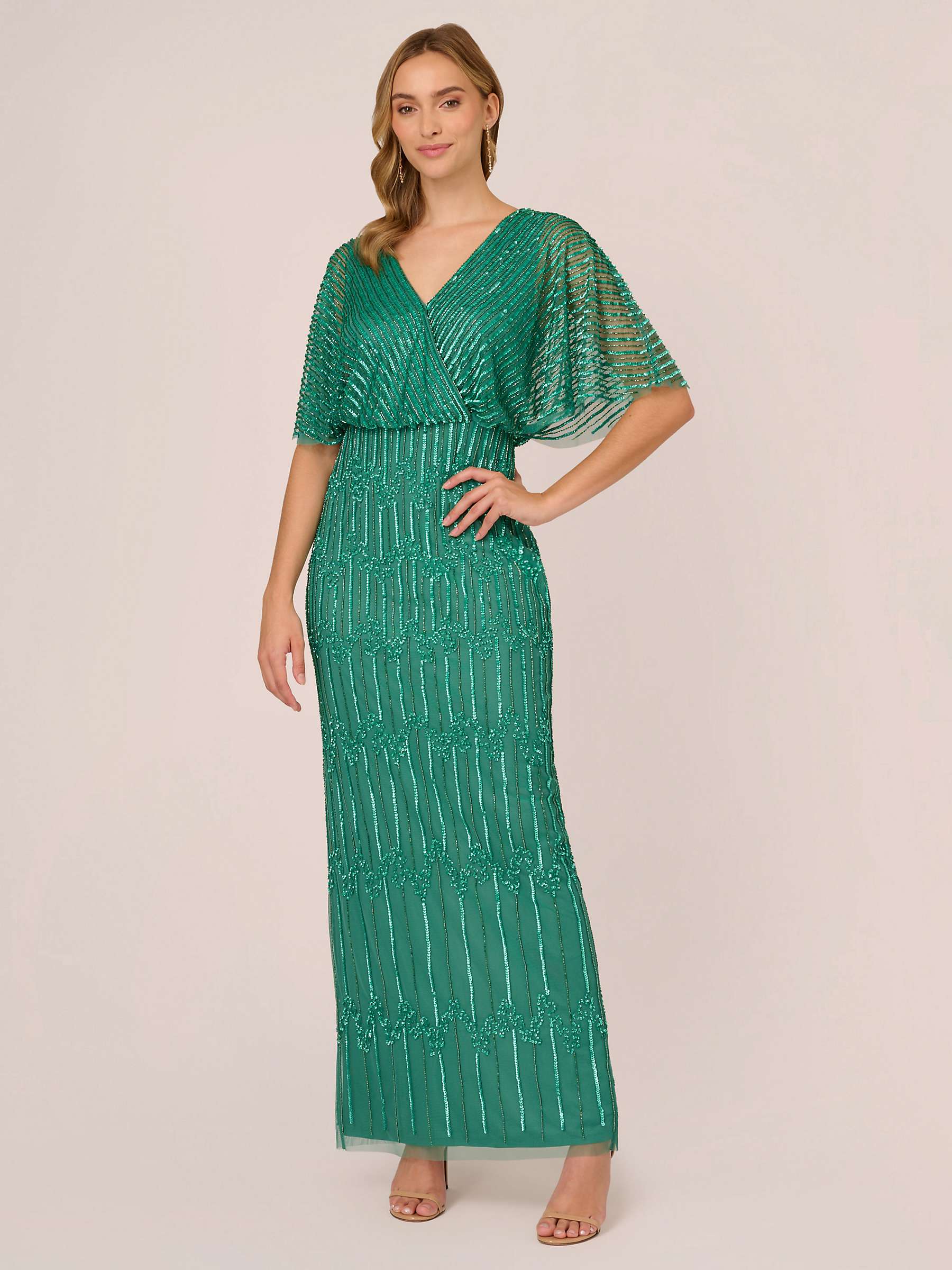 Buy Adrianna Papell Beaded Surplice Maxi Dress, Jungle Green Online at johnlewis.com