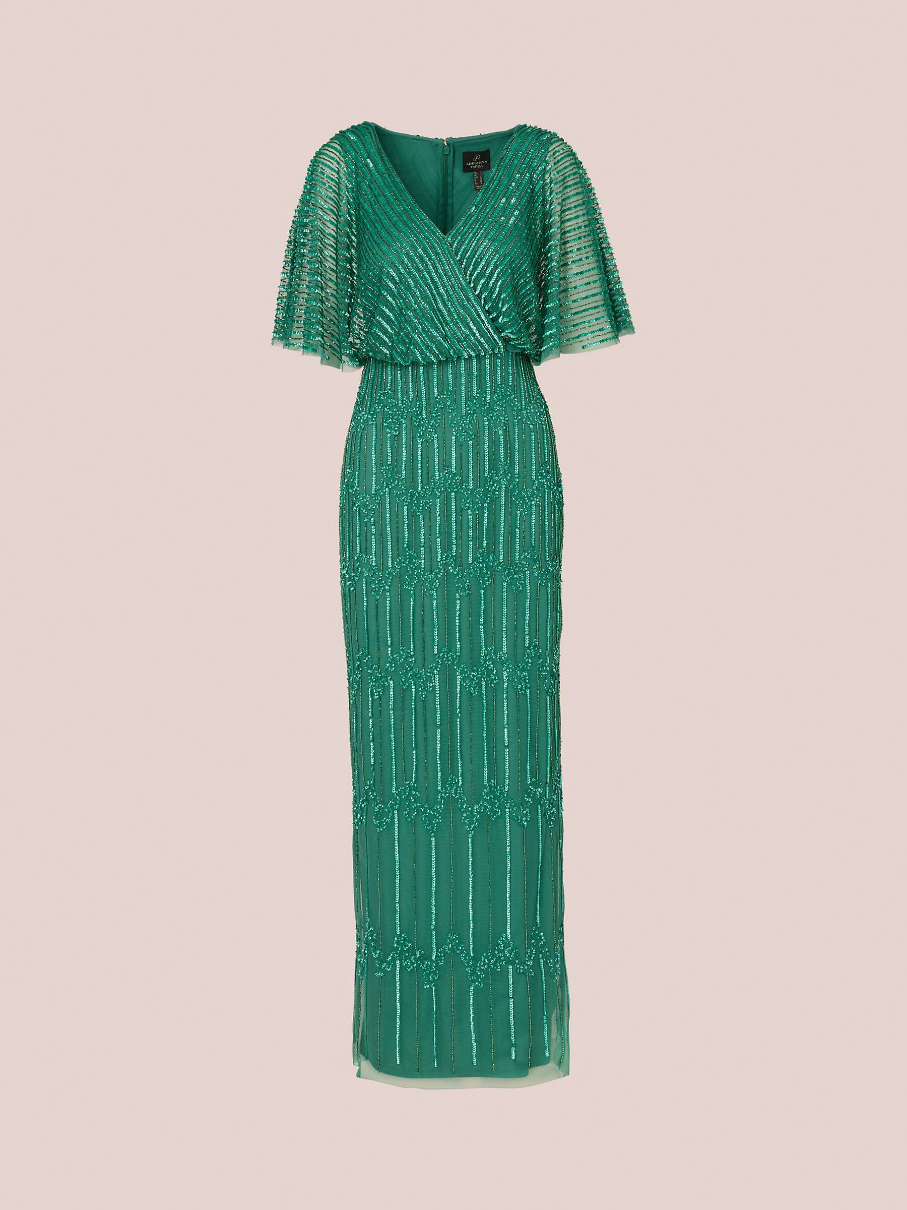 Buy Adrianna Papell Beaded Surplice Maxi Dress, Jungle Green Online at johnlewis.com