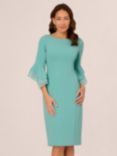 Adrianna Papell Crepe Tiered Sleeve Sheath Dress, Smoky Jade