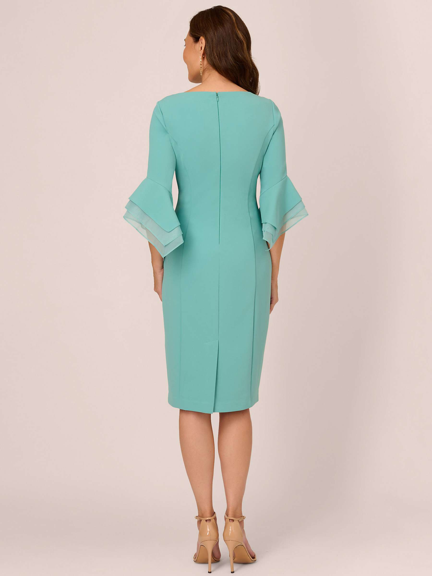 Buy Adrianna Papell Crepe Tiered Sleeve Sheath Dress, Smoky Jade Online at johnlewis.com