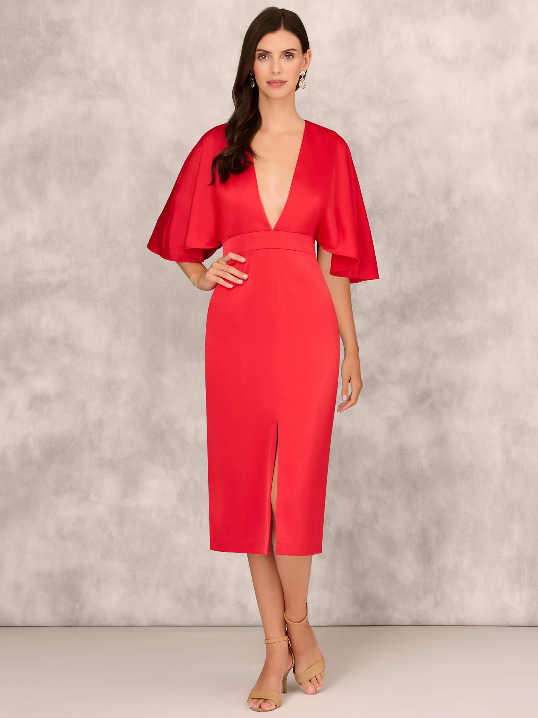 Buy Aidan Mattox by Adrianna Papell Midi Crepe Back Satin Dress, Chateau Red Online at johnlewis.com