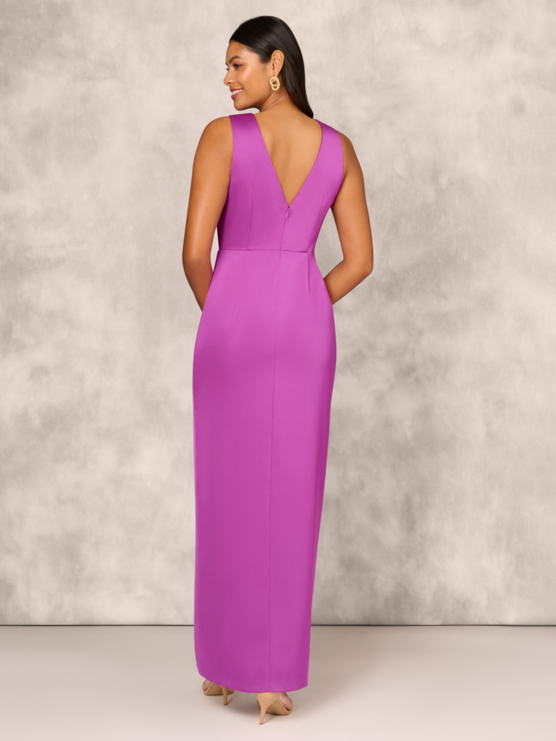 Buy Aidan Mattox by Adrianna Papell Crepe Back Satin Column Maxi Dress, Wild Orchid Online at johnlewis.com
